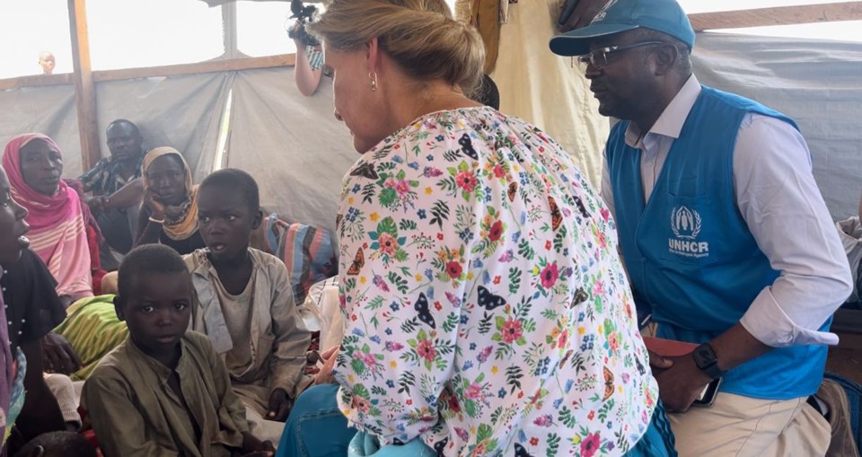 The Duchess spoke to women and children who arrived at the refugee registration tent