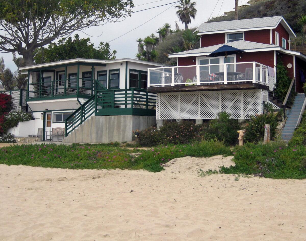 The front of two of the Crystal Cove beach cottages.