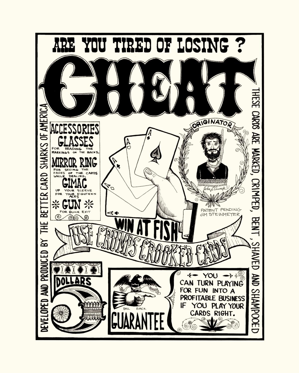 A poster with tips on how to cheat at card games. 