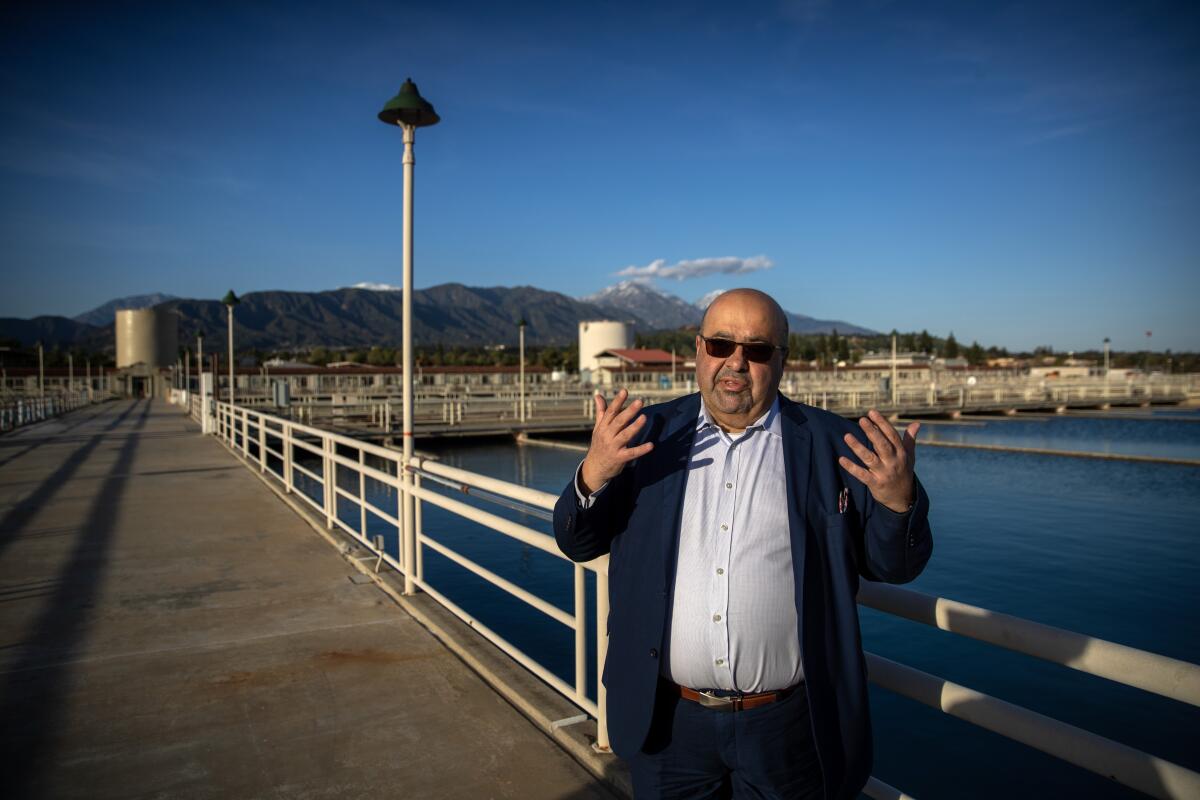 Adel Hagekhalil speaks at Weymouth Water Treatment Plant in La Verne.