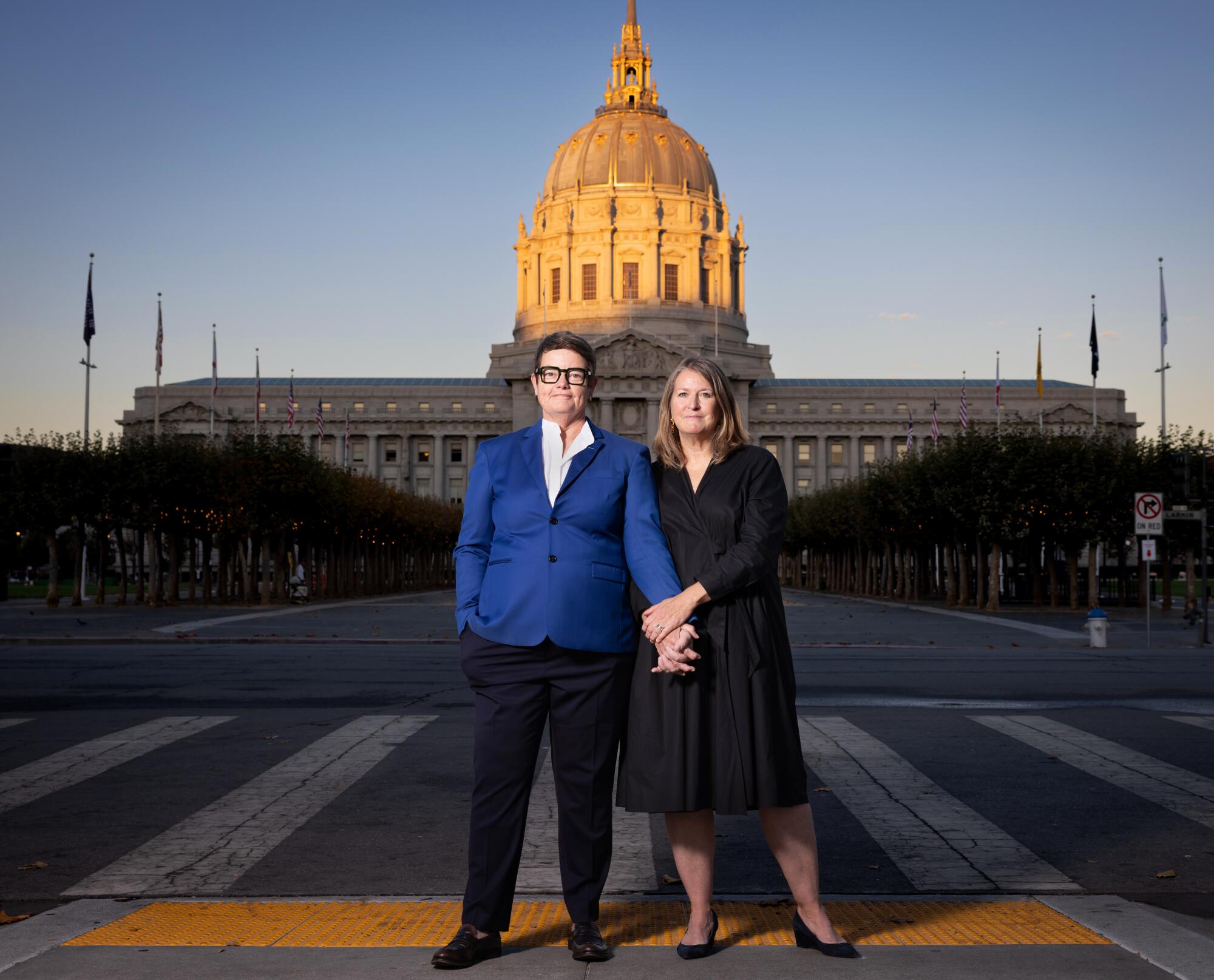 Kris Perry, left, and Sandy Stier at San Francisco City Hall.