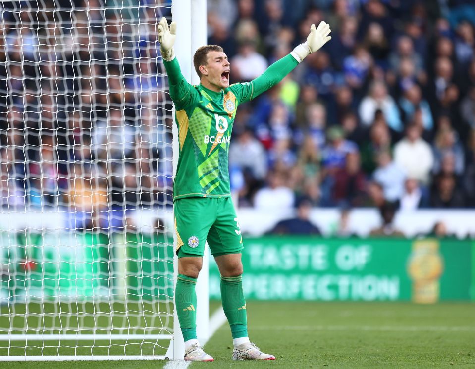 Leicester goalkeeper Mads Hermansen was injured by Hojlund during training with Denmark