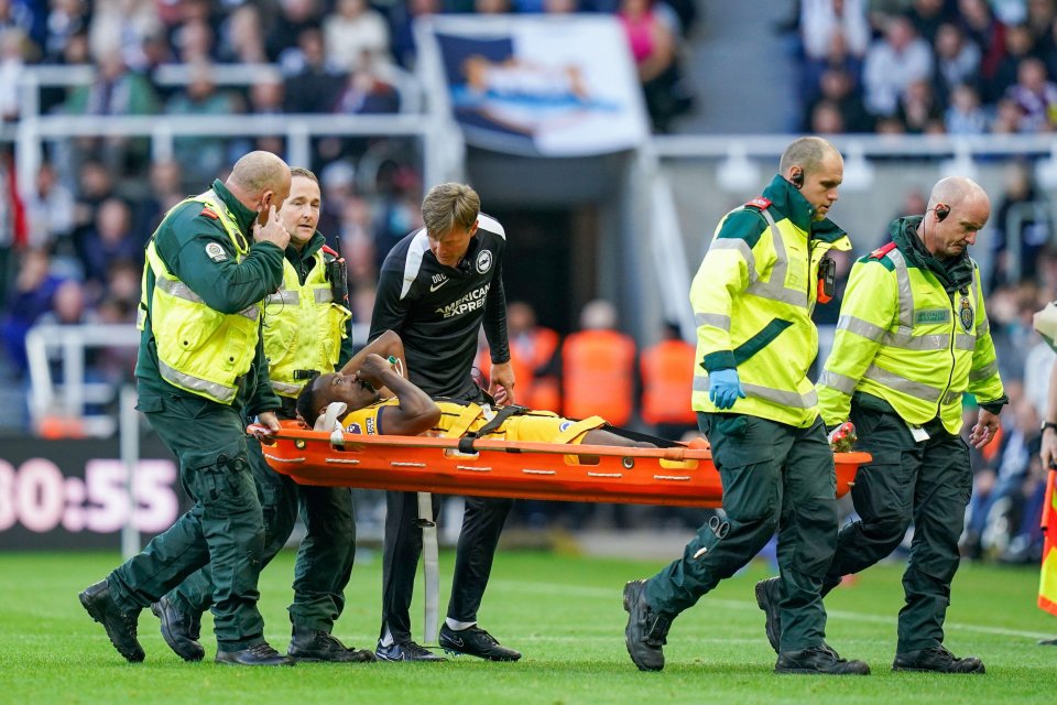 Welbeck was stretchered off and needed oxygen for the pain after a collision with Fabian Schar