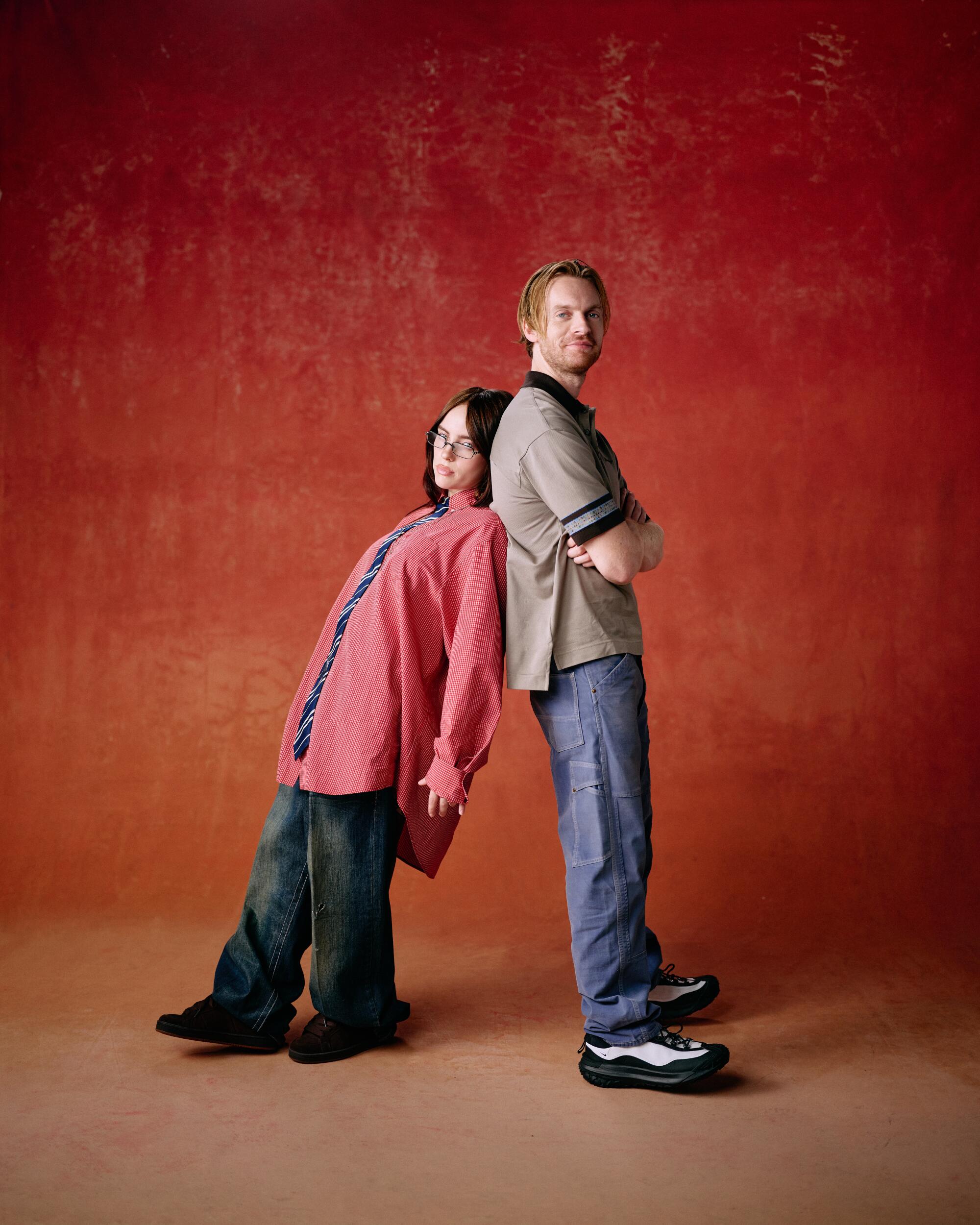 Billie Eilish and Finneas O'Connell on Sept. 19, 2024, Los Angeles, CA. (Marcus Ubungen / Los Angeles Times)