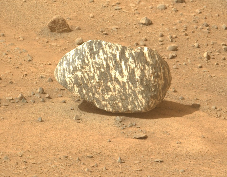 Perseverance found the rock on a flat sandy plane above the deep sloping sides of the 1,000metre-deep crater in August