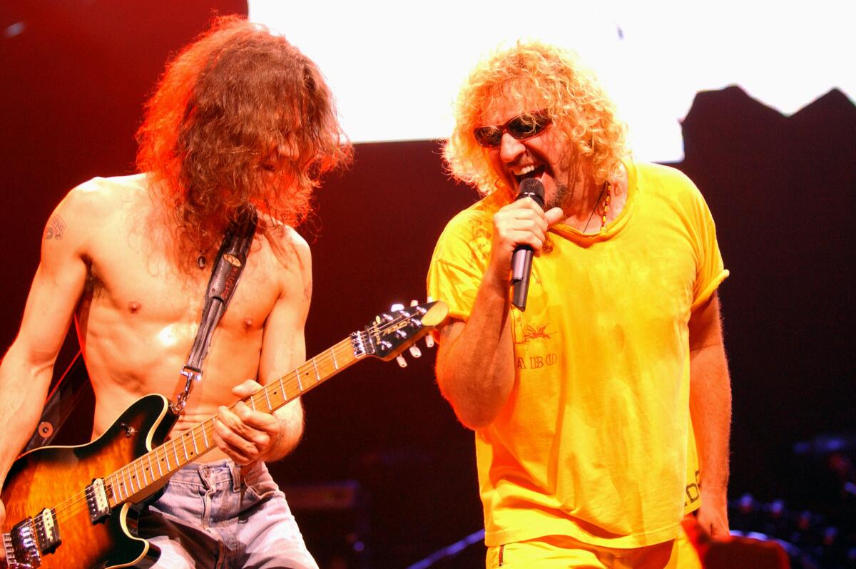 Eddie Van Halen and Sammy Hagar of Van Halen at Staples Center