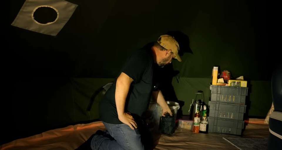 Simon showed viewers the 'kitchen area' inside the tent