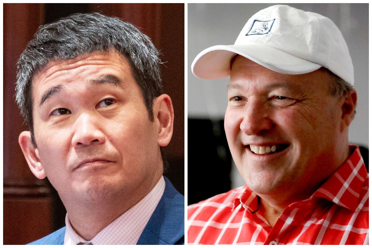 Democratic state Sen. Dave Min and Republican Scott Baugh