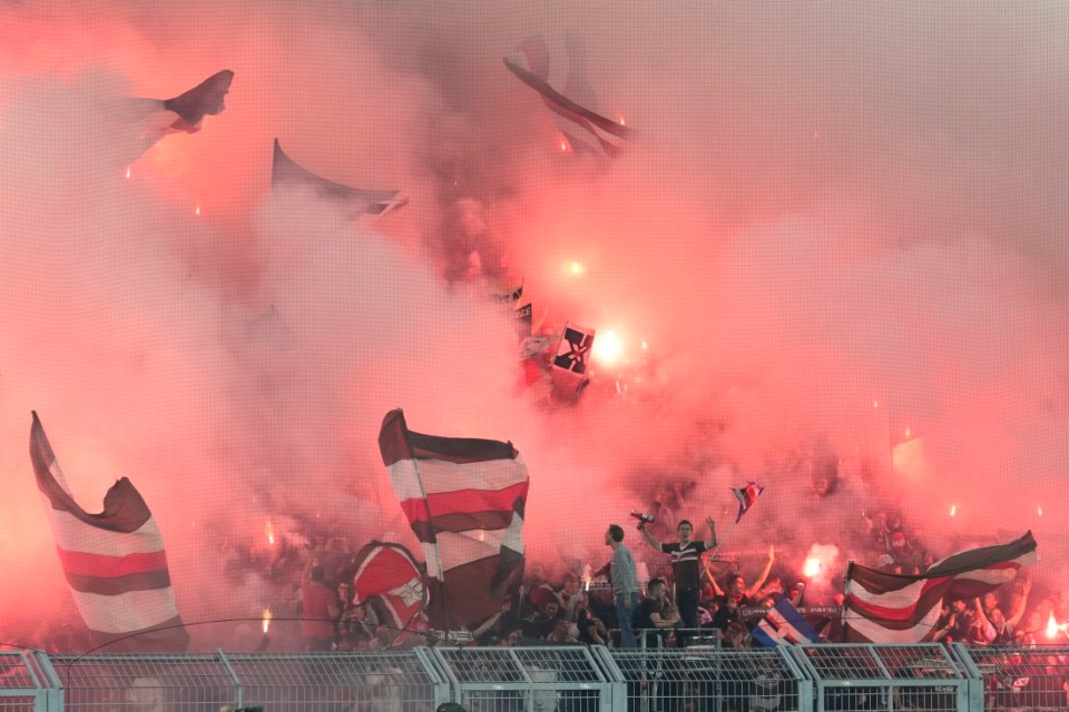 Flares are often lit at Borussia Dortmund and St. Pauli matches in the Bundesliga