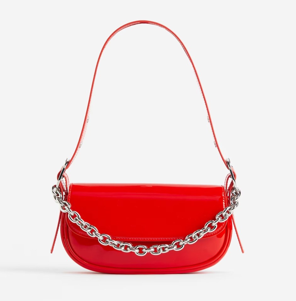 Red chain bag, down from £18.99 to £14 at H&M