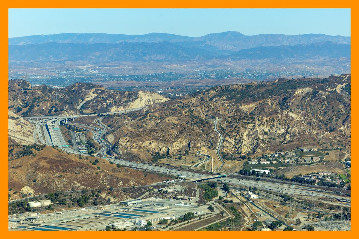 Newhall Pass, a major north-south connection between the San Fernando and Santa Clarita valleys.