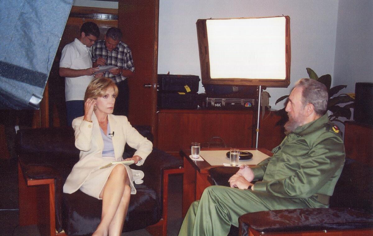 Andrea Mitchell interviewing Cuba President Fidel Castro in 2001.