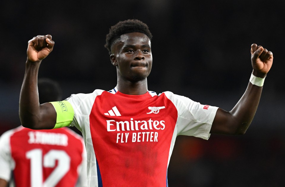 Bukayo Saka was on target as Arsenal beat PSG 2-0