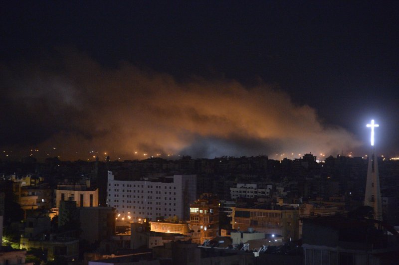 Smoke rises as a result of an Israeli airstrike at Dahieh in the southern suburb of Beirut, Lebanon, late October 20, 2024. According to the Lebanese Ministry of Health, more than 2,400 people have been killed and over 11,400 others have been injured in Lebanon since the start of recent escalations of hostilities. Photo by Wael Hamzeh/EPA-EFE