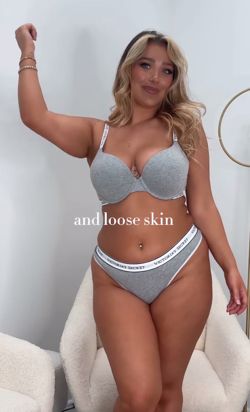 Bethan Kershaw wowed in a grey lingerie set