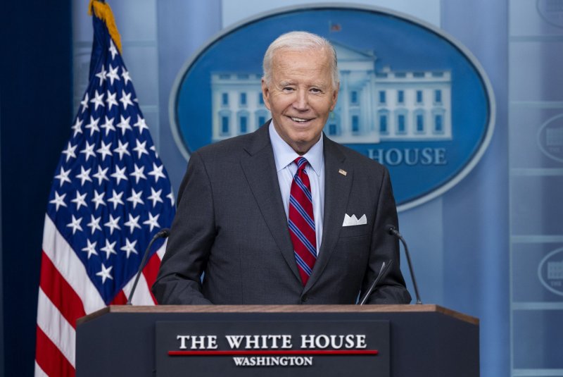 President Joe Biden responds to a question during the daily briefing at the White House in Washington, D.C. on Friday. During the session he said he was concerned next month's presidential election may not be "peaceful" given Donald Trump's refusal to accept defeat four years ago. Photo by Shawn Thew/UPI