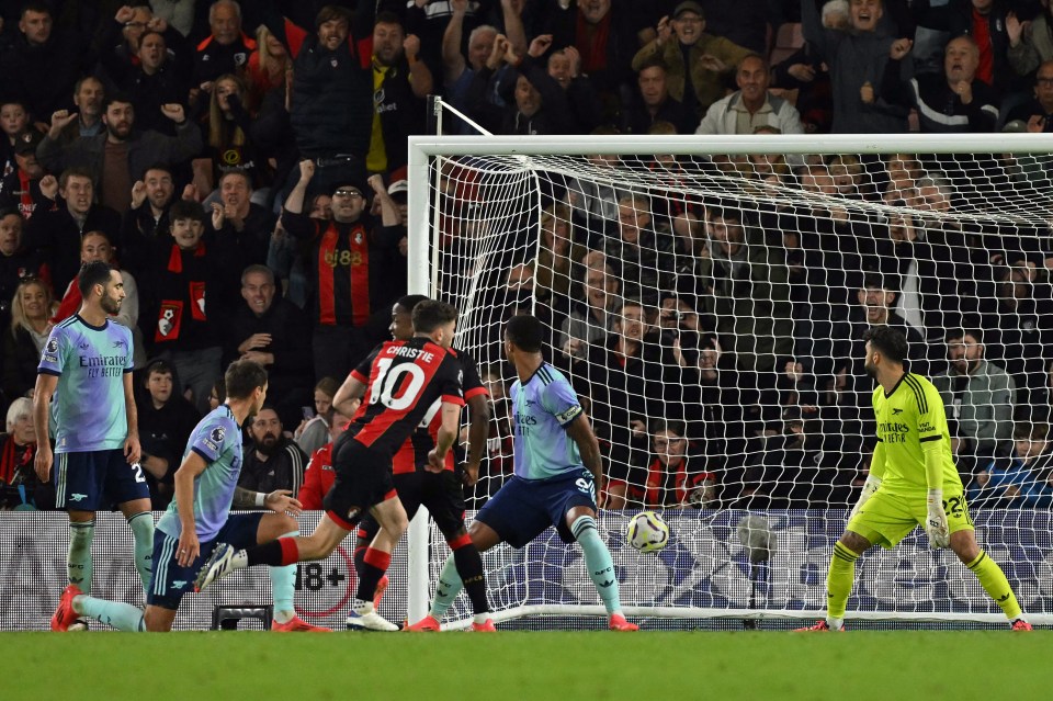 Ryan Christie wheels away after slotting Bournemouth in front