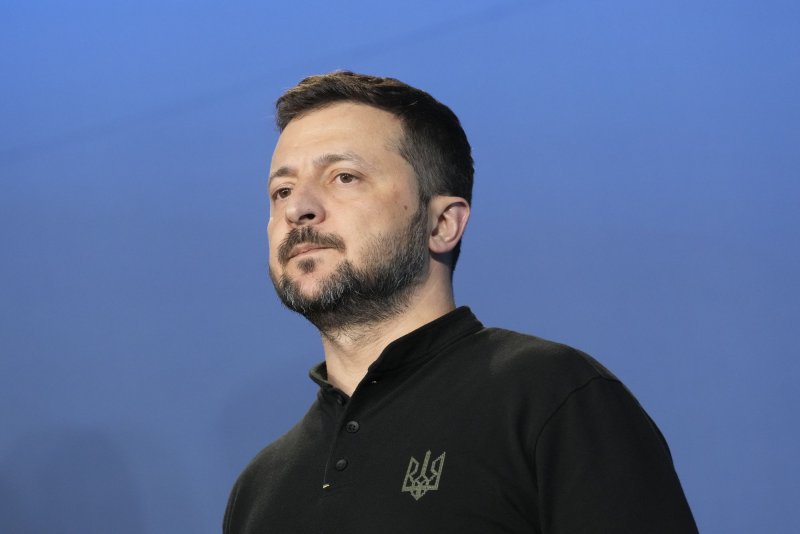 President Volodymyr Zelenskyy of Ukraine listens during an event hosted by President Joe Biden on the Ukraine Compact at the 2024 North Atlantic Treaty Organization Summit in Washington, D.C., on Thursday, July 11, 2024. On Monday, Britain announced it was lending Ukraine nearly $3 billion to fund its war effort. File Photo by Chris Kleponis/UPI