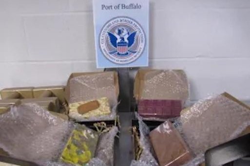 U.S. Customs and Border Patrol said Friday that Port of Buffalo CBP officers found multiple commercial shipments of psilocybin in chocolate bricks in the previous 30 days. Photo courtesy CBP