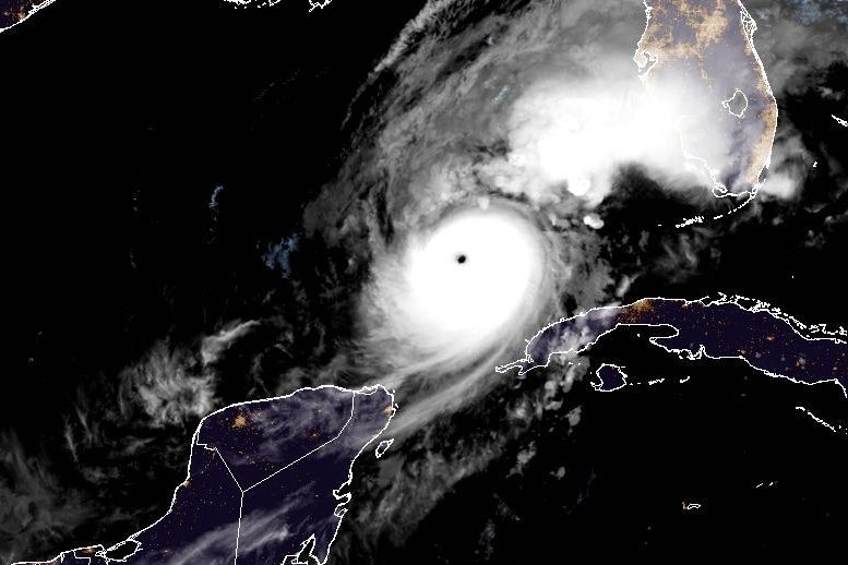 Hurricane Milton regained Category 5 status early Wednesday while remaining on track to make landfall along Florida's west coast either late Wednesday or early Thursday. Image courtesy of NOAA