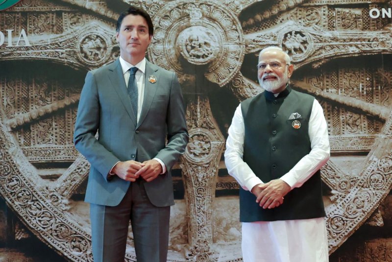 India's Prime Minister Narendra Modi (R) welcomed Canada's Prime Minister Justin Trudeau to the G20 Leaders' Summit in New Delhi in 2023. On Monday, both Canada and India expelled one another's diplomats over what Canada said is India's involvement in criminal activity in the country. File Photo by Press Information Bureau/UPI