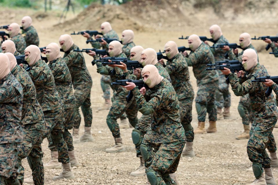 Hezbollah fighters pictured during drills in Lebanon