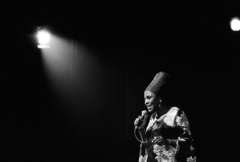 Miriam Makeba en concert à l'Olympia de Paris le 25 mars 1969 (Photo by REPORTERS ASSOCIES/Gamma-Rapho via Getty Images)