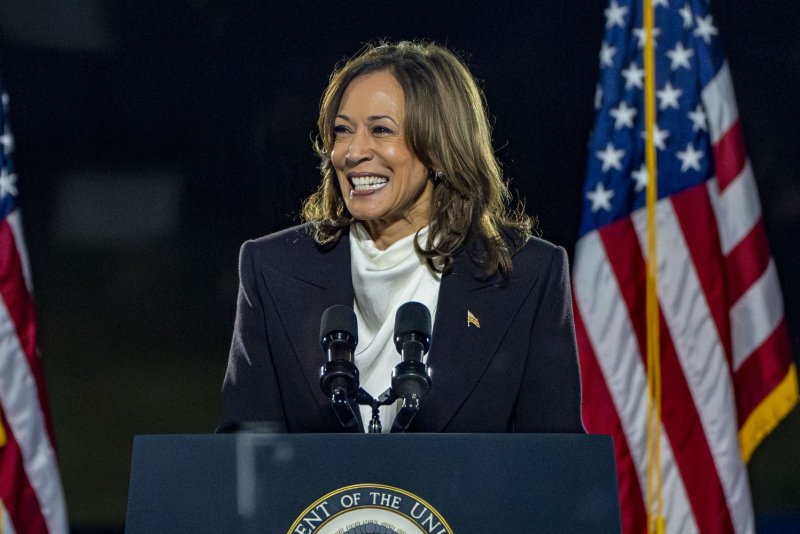 Vice President and Democratic presidential nominee Kamala Harris delivers the final major address of her campaign, one week before Election Day in the Ellipse outside the White House in Washington, DC, where she called for a "different path" from former President Donald Trump's "chaos." Photo by Bonnie Cash/UPI