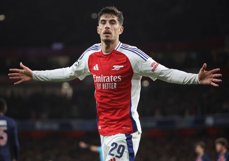 Arsenal striker Kai Havertz had a swagger about him as he celebrated his opener against PSG in Tuesday's 2-0 home Champions League win