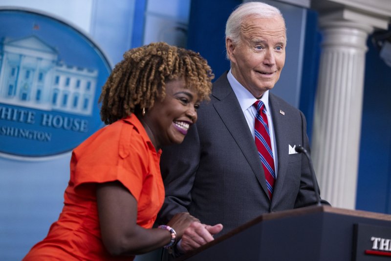 "Karine has been a trusted adviser to the president and all of us here at the White House since day one,” said Jeff Zients, the president’s chief of staff, on Monday. Photo by Shawn Thew/UPI