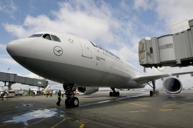 A Lufthansa Airbus 330 taxis toward the terminal at Seattle-Tacoma International Airport (2008). The Department of Transportation on Tuesday fined the carrier $4 million for a civil rights violation that happened in May 2022. File Photo by Jim Bryant/UPI