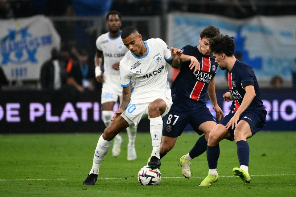 Mason Greenwood was hooked off against PSG