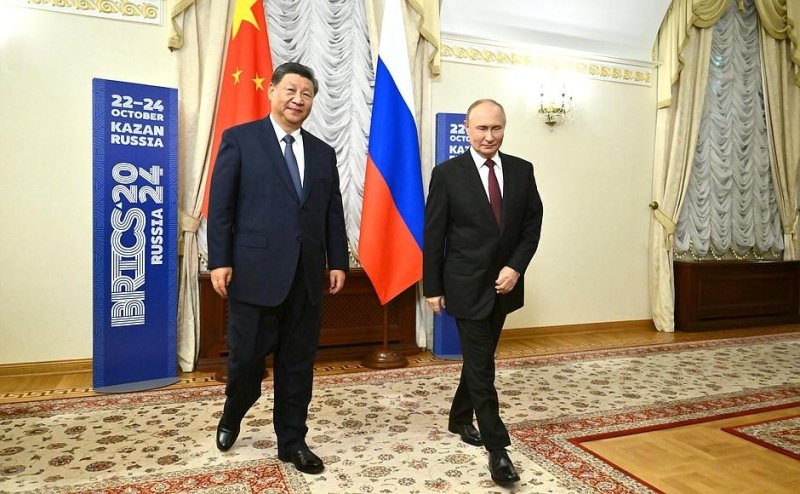 Chinese leader Xi Jinping and President Vladimir Putin of Russia hold a joint press conference Tuesday October 22, 2024, in Kazan, Russia, at the start of the BRICS summit. Photo courtesy of Host Photo Agency/Kremlin/Website