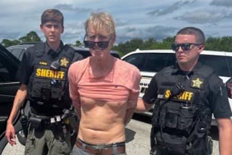 Ryan Routh is arrested by law enforcement officers with the Martin County Sheriff's Office for the attempted assassination of former president Donald Trump on September 15. On Monday, Routh pleaded not guilty to five charges in federal court. Photo via Martin County Sheriff's Office/UPI