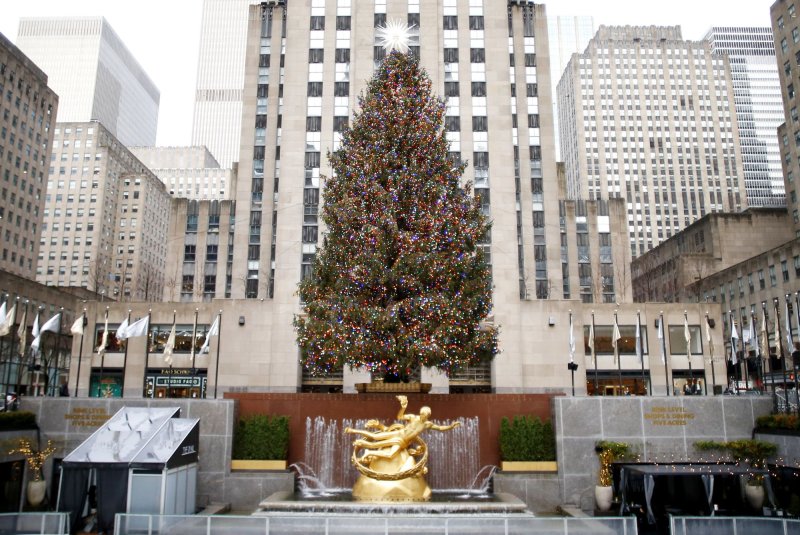 The 2023 Rockefeller Center Christmas Tree stands in Rockefeller Center in New York City in December of this past year. The new Rockefeller Center holiday tree has been selected, according to reports. File Photo by John Angelillo/UPI