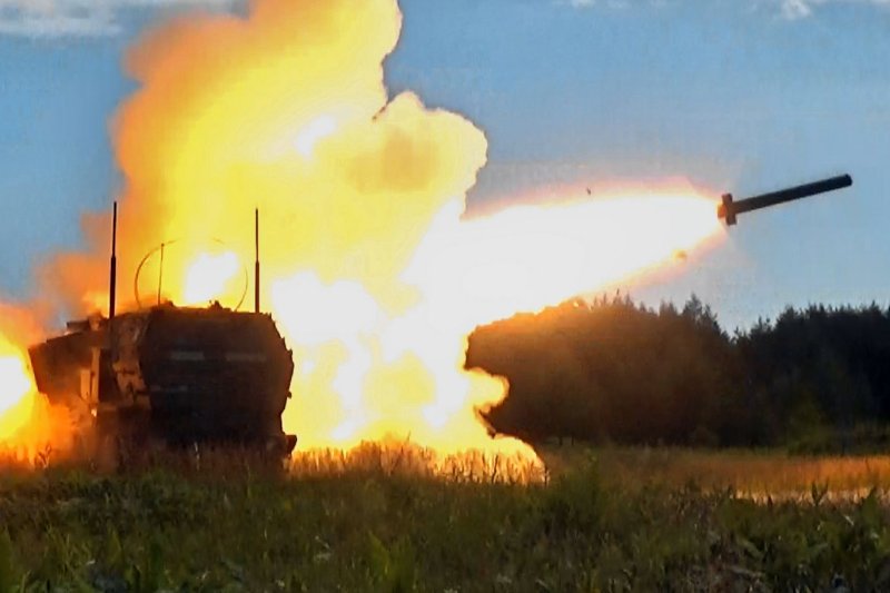 The U.S. Army test fires a High Mobility Artillery Rocket System this past summer in Japan. On Wednesday, the Department of Defense said it will send military aid totaling $425 million to Ukraine. That assistance will include munitions for High-Mobility Artillery Rockets Systems, as well as 155mm and 105mm artillery shells, and Javelin and AT-4 anti-armor systems. File Photo by Keizo Mori/UPI