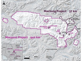 Map 1: Macpass Project and Mactung Project locations