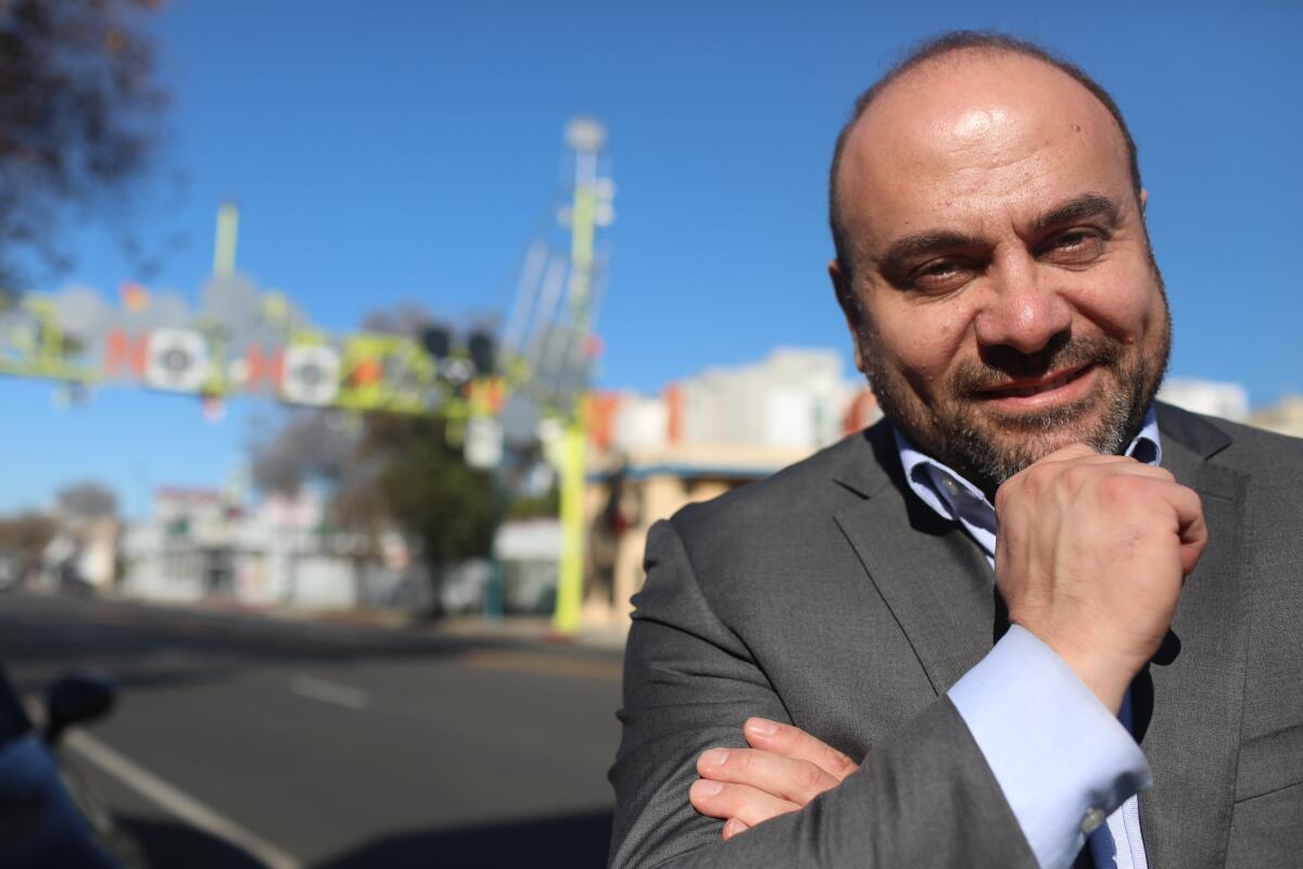 A man next to a street.