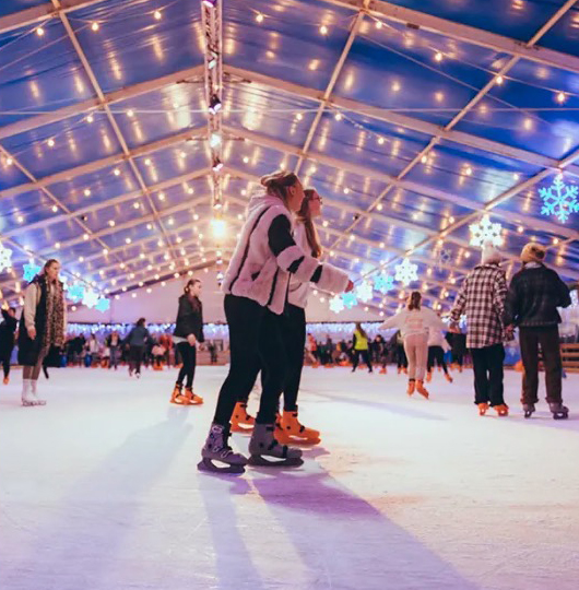 The ice rink has adult-only sessions and Santa Skate sessions