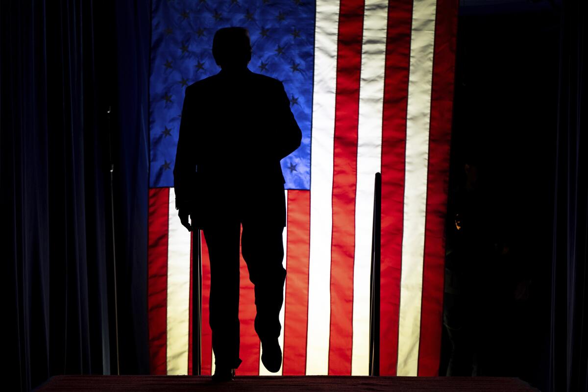 Donald Trump arrives to speak at a campaign rally Wednesday in Rocky Mount, N.C. 