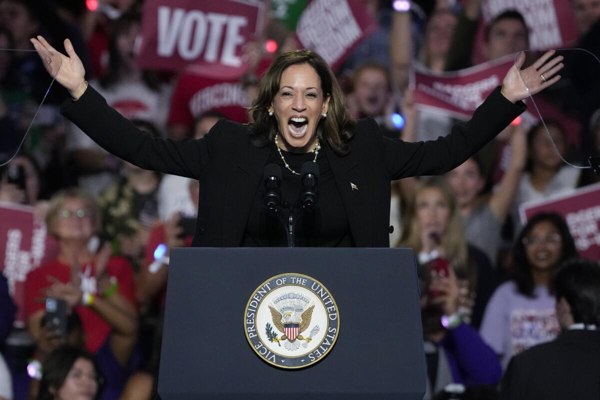 Democratic presidential nominee Vice President Kamala Harris at a campaign event Wednesday in Madison, Wis.