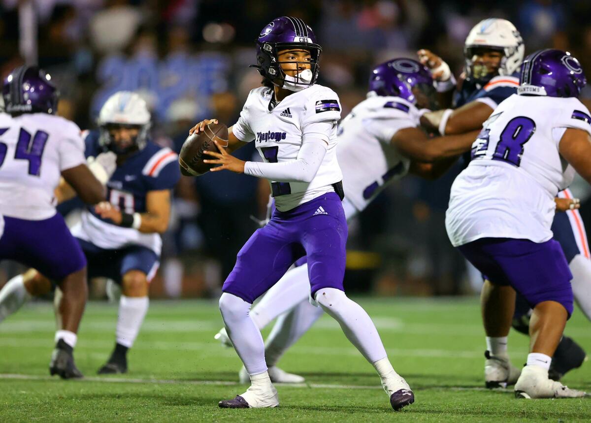 Cathedral quarterback Jaden Jefferson looks to pass against St. Paul on Nov. 1, 2024.