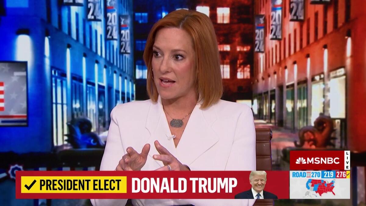 Jen Psaki during MSNBC's coverage of the 2024 presidential election