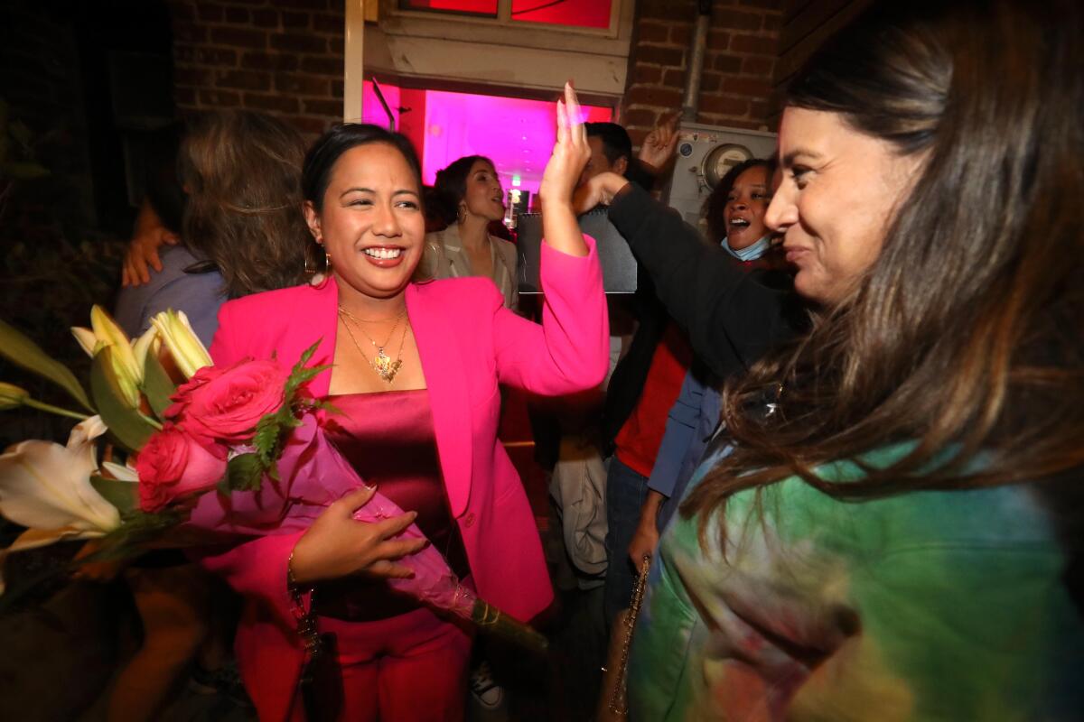 Ysabel Jurado poses for a selfie with other Los Angeles City Councilmembers.