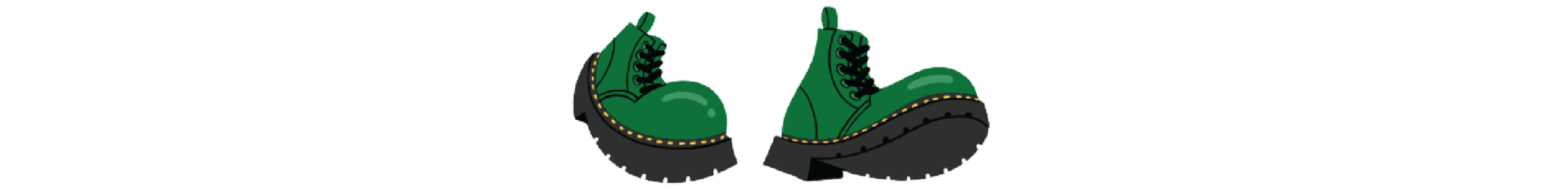 Illustrated dark green Doc Marten boots flexing