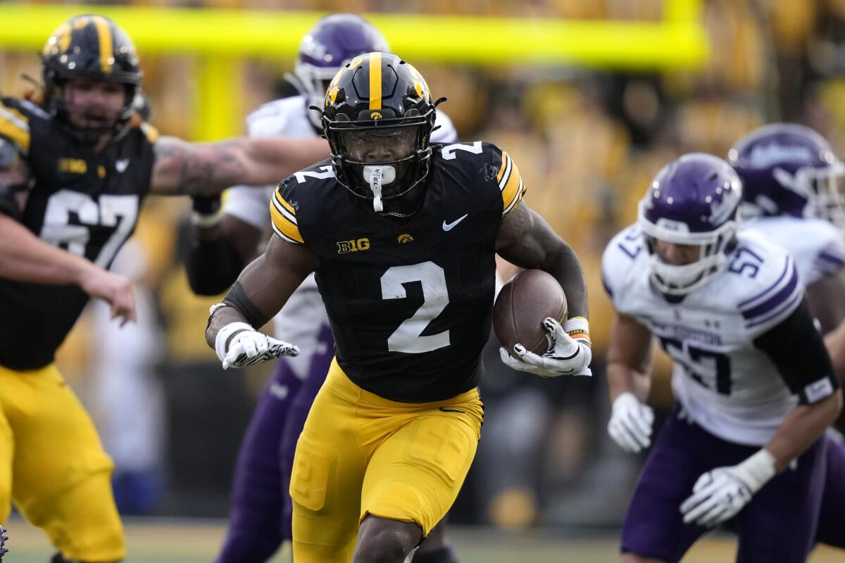 Iowa running back Kaleb Johnson.