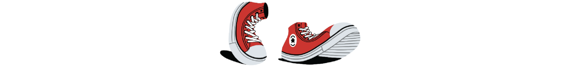 Illustrated red converse shoes flexing