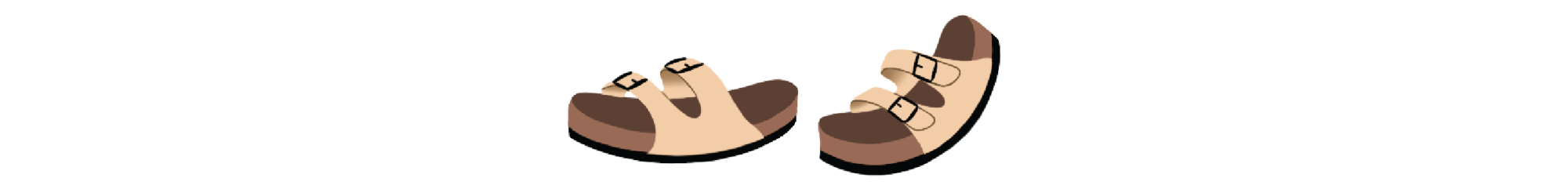 Illustrated tan Birkenstock sandals flexing