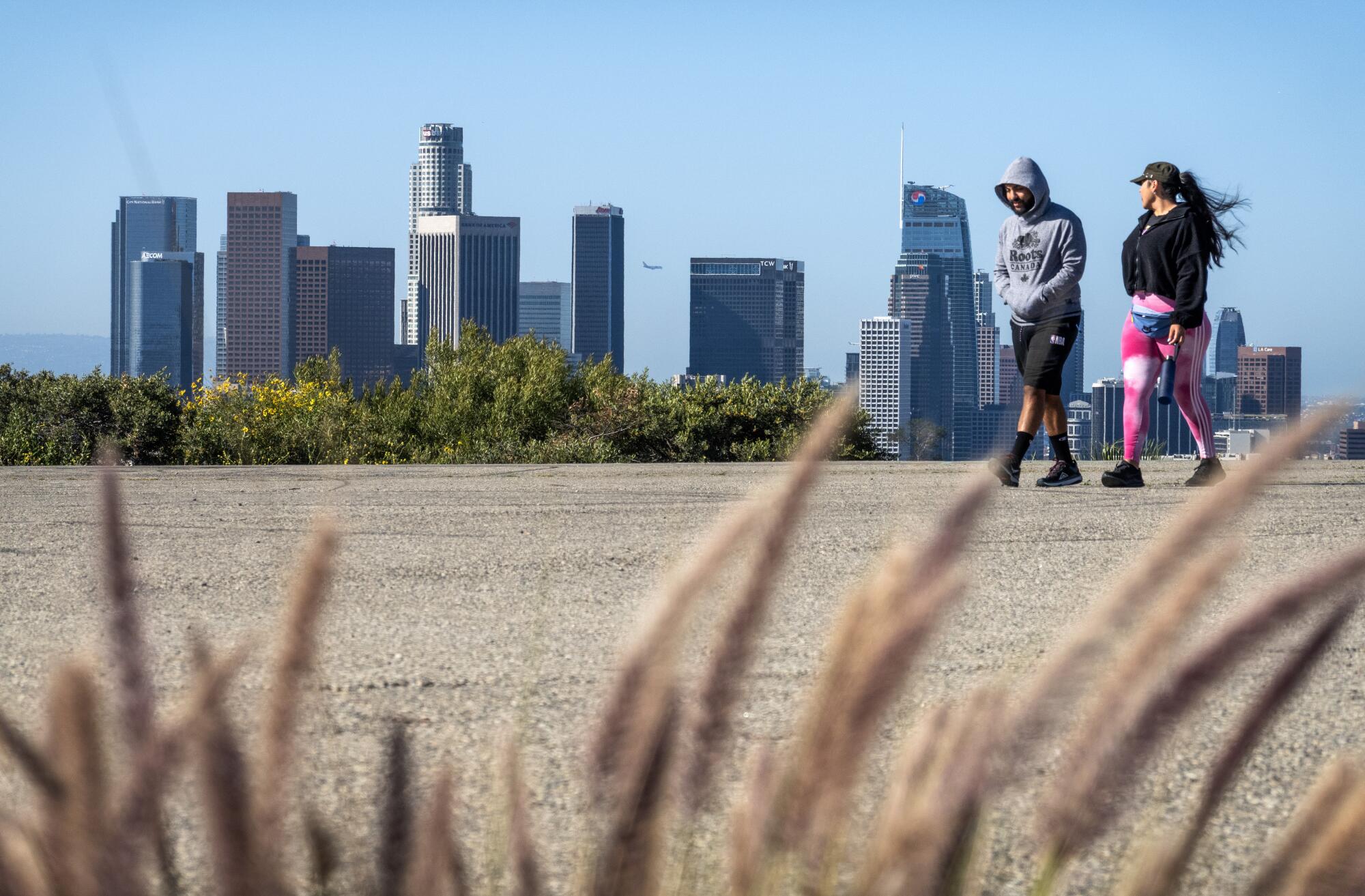 A couple walking in Elysian Park