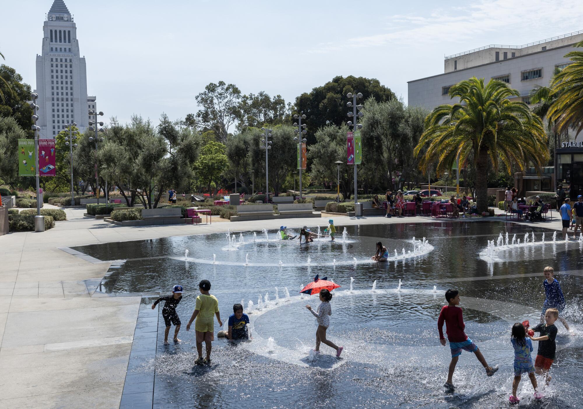 Fountains in Grand Park in Los Angeles